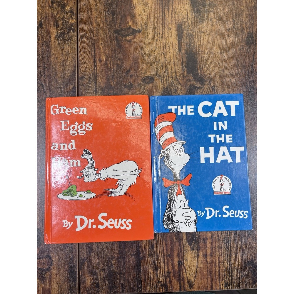Dr. Seuss Beginner Children's Hardcover Books Lot Of 2 Cat In The Hat Green Eggs